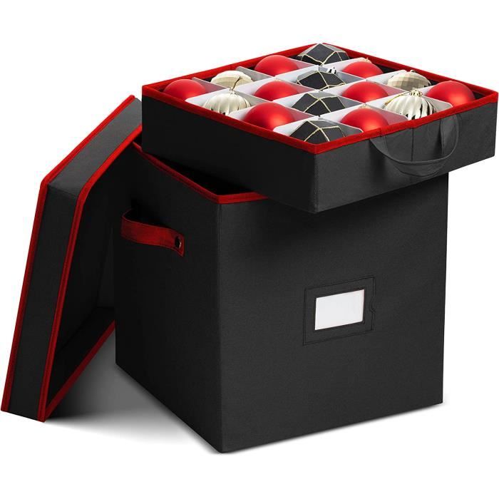 Boîte Rangement 32 Boules De Noël - Ø 6 Cm - Fermeture Zip - Transportable, Pliable - Protection Décorations - 3