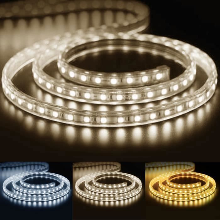 Ruban À Led 2M Blanc Froid, Bande Lumineuse 220V 230V, 60 Leds-M Strip