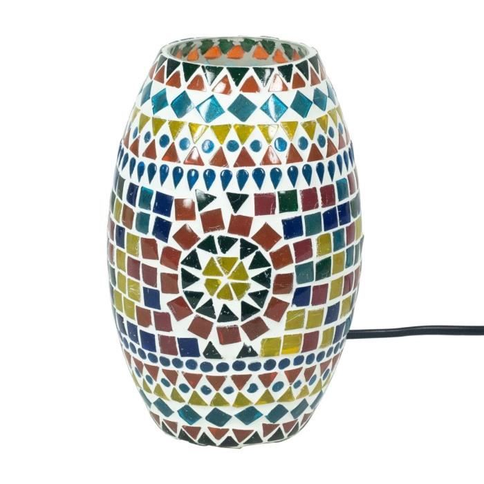 Lampe de Table - VERRE - OVALE - Mosaïque - 21cm - Design Contemporain