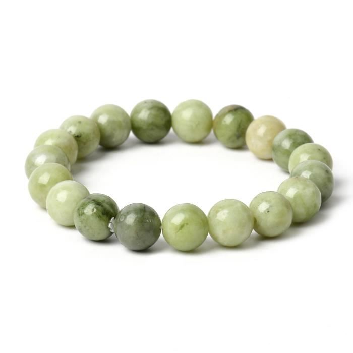 Bracelet Perles Jade De Taïwan 10mm - Pierre Naturelle Verte, Fait Main, Taille Sur Mesure Homme Femme