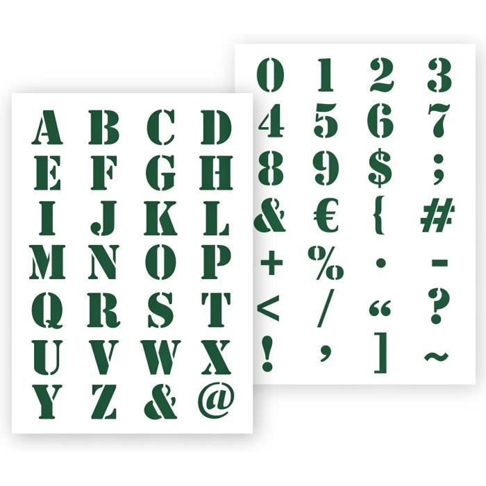 Artisanat QBIX Lot de pochoirs de lettres de l'alphabet Hauteur : 5 cm Réutilisable Mural Pour meubles Pochoirs de lettres minuscules 