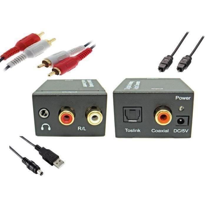 Convertisseur Numérique-Analogique Audio Adaptateur avec Câble Audio Optique