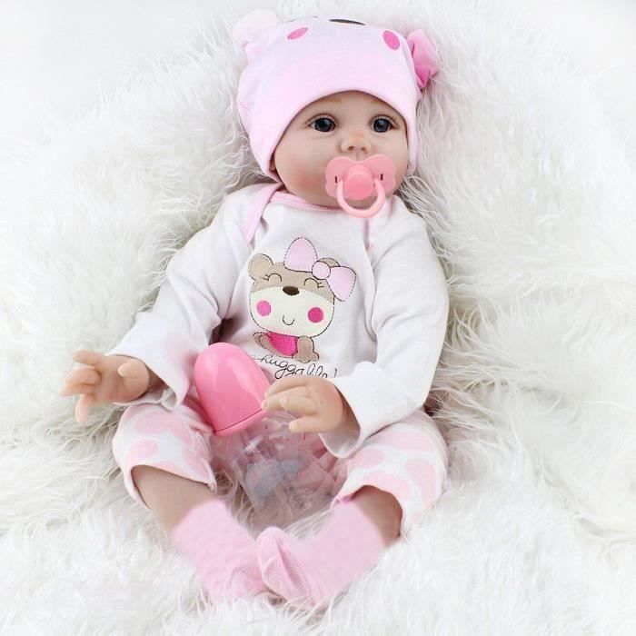 TRAHOO Silicone 55cm Poupee Poupon Realiste Bebe Nouveau Ne Bebe Jouet Cadeau Noel Cdiscount Jeux Jouets