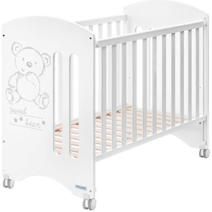 Berceau 1x60 Micuna Sweet Bear Basic Blanc En Mdf Et Hetre Achat Vente Lit Bebe Cdiscount