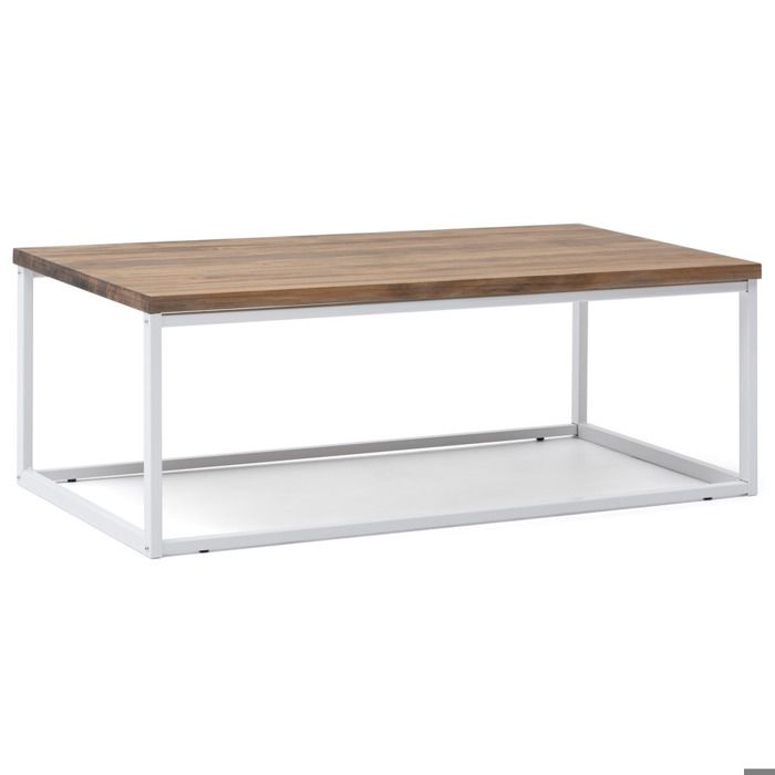 table basse icub u 80x60x42cm blanc bois de pin massif finition vintage et acier style industriel box furniture
