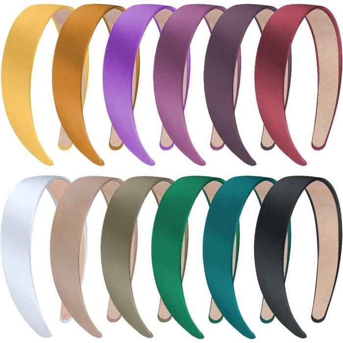 12 Pièces Bandeau Cheveux Femme FEQO - Bandeaux Sport Élastiques Large Serre-Tête Croix Noué, 12 Couleurs Pour Yoga Et Quotidien