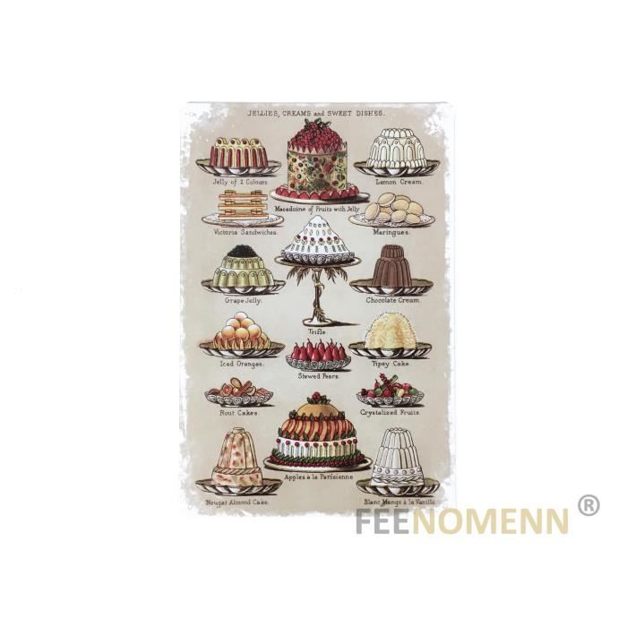 Plaque Metal Deco Vintage Selection Gateaux Patisseries Pieces Montees x30cm Objet De Decoration Murale Cdiscount Maison