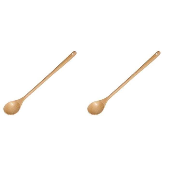 Lot de 10 cuillères longues en bois à manche plat pour le bain, le sel, les bonbons, les épices, les fruits séchés et les ustensiles de cuisine