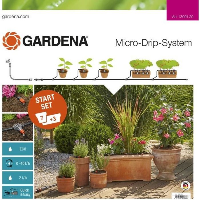 Kit d'arrosage goutte-à-goutte pour plantes en pots M - GARDENA - Micro-Drip - Convient pour 7 pots