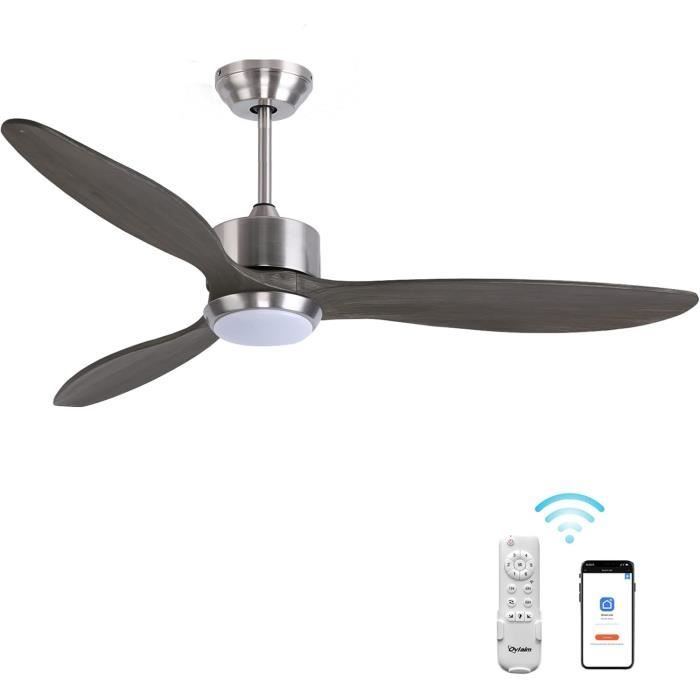 Ovlaim Ventilateur de Plafond avec Télécommande LED Lumiere132CM6 VitessesGris - Generic