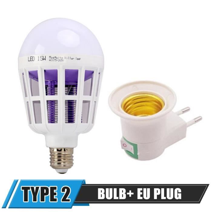 Socket Insect LAMPE ANTI-INSECTE,With Eu Socket Ampoule LED Anti-Moustiques 2 en 1 ...