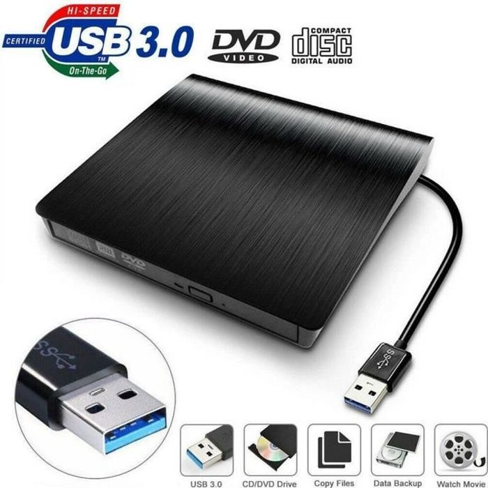 USB 2.0 / 3.0 lecteur externe portable lecteur DVD / RW CD Combo lecteur graveur