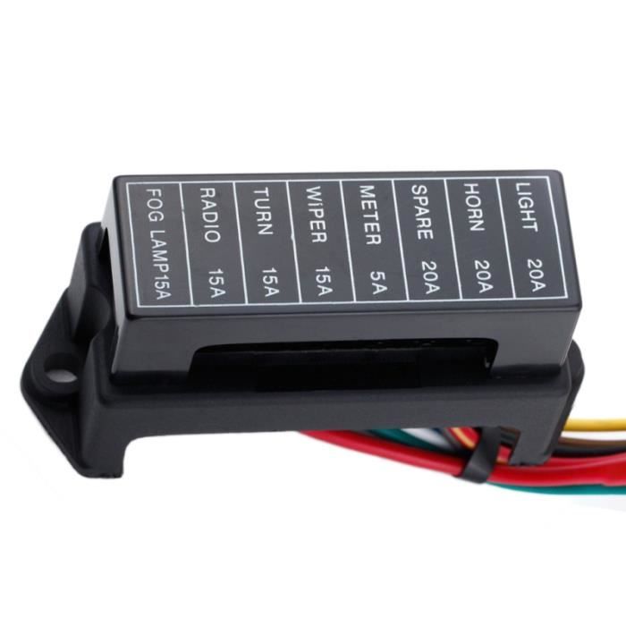 Boîte à Fusible Voiture 8 Voies Aiqeer | Pré-Câblée Avec 10 Fusibles - 12V/24V Universel