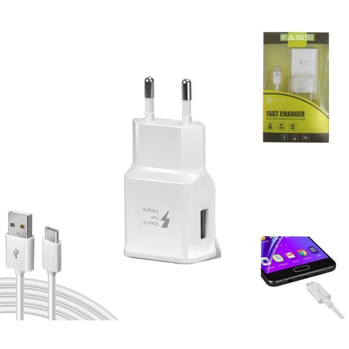 Chargeur Rapide 2-en-1 Type C (Adaptateur + Câble) 2A - Universel, Compatible Blackview Et Nombreuses Marques