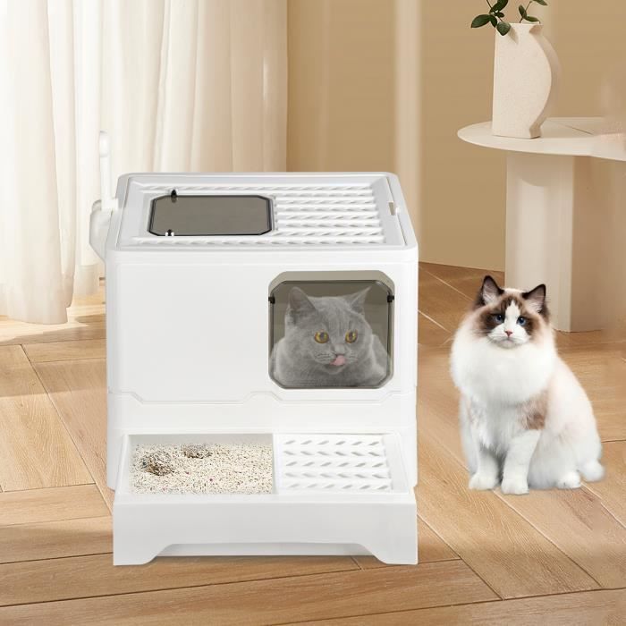 Meilleurs prix pour Bac à Litière pour Chat - KEDIA - Maison de Toilette avec Couvercle - Blanc - 45*35*38cm - Bac de Tiroir