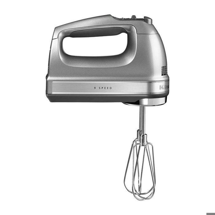 batteur à main kitchenaid 5khm9212ecu - 9 vitesses - 85w - accessoires inclus - gris argent