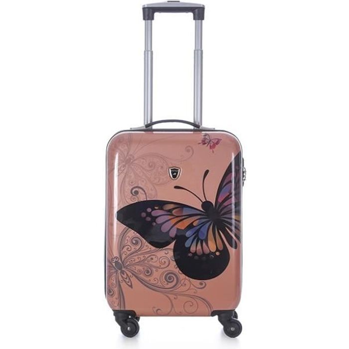 valise cabine rigide dubai papillon 55 cm rose gold