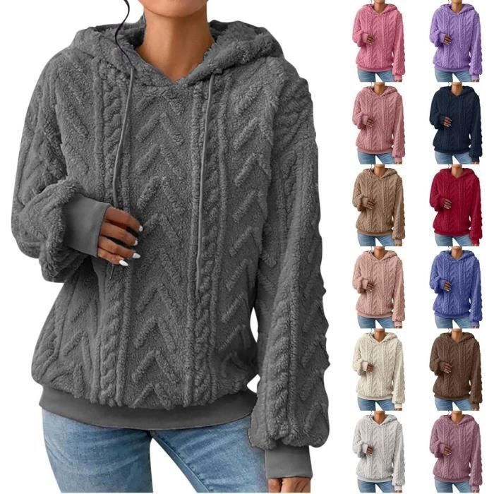 PULL CHANDAIL Polaire Capuche Hiver Chaud Polaire Femme avec