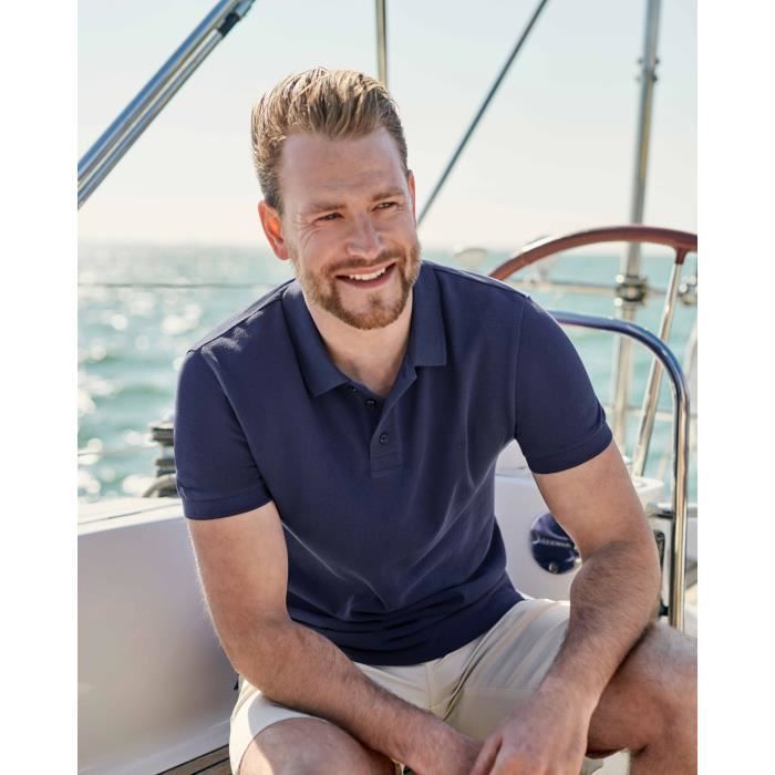 WoolOvers Polo maille piquee Homme Pur Coton Bleu nuit Bleu nuit Cdiscount Pret a Porter