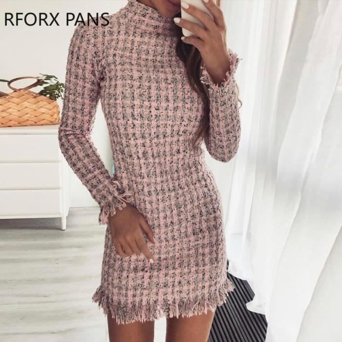 Robe tweed rose cheap