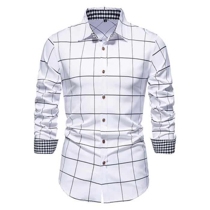 Chemise Ben Hogan Homme, Carreaux Violet/blanc/noir, Manches Longues, Taille L - Très Bon état