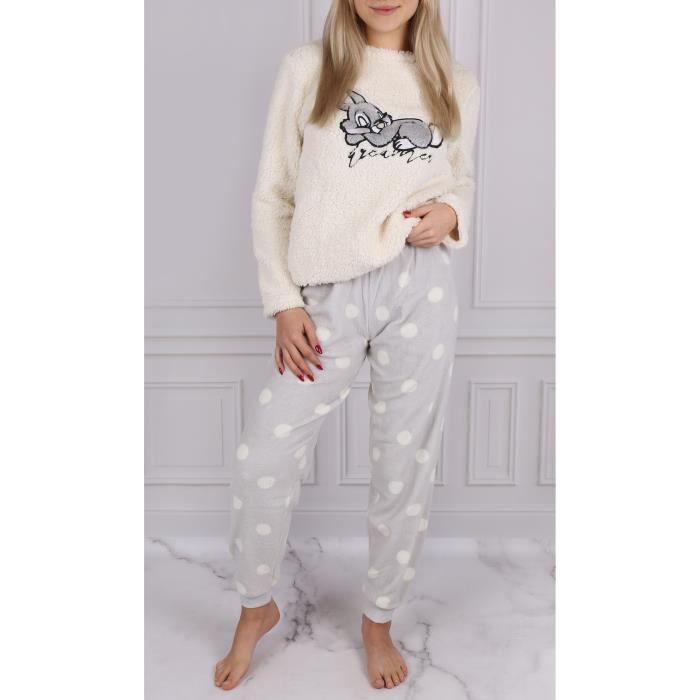 Panpan Disney Pyjama polaire femme, sherpa, chaud, manches longues