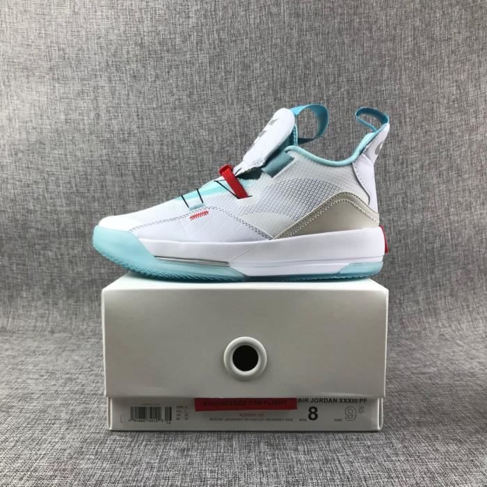 Basket Nike Air Jordan 33 Low Gang Blanc et bleu clair AQ8830 101 Hommes Taille 45 Blanc et bleu clair Cdiscount Chaussures
