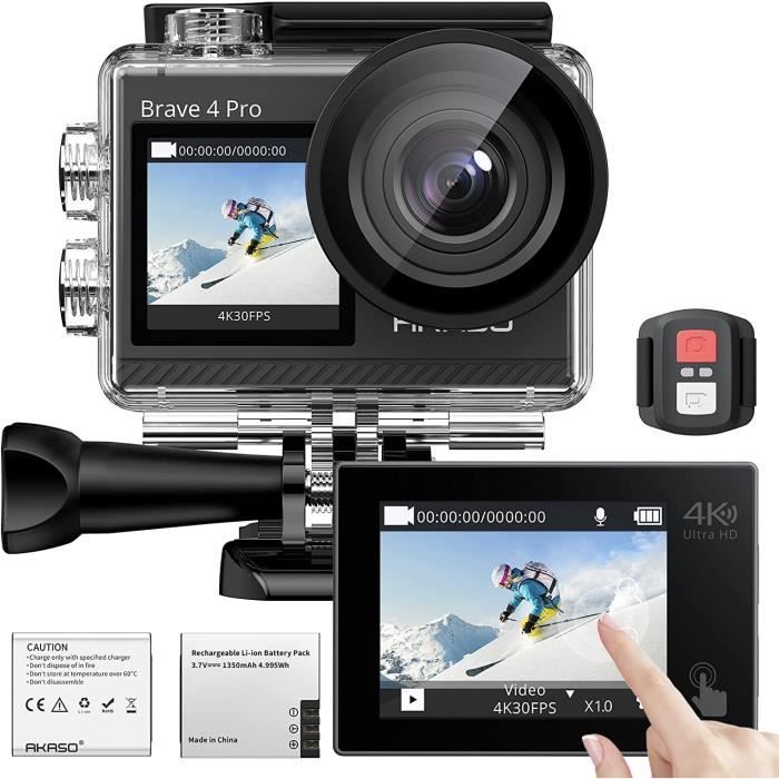 AKASO Caméra Sport 4K 30fps 20MP Action Camera WiFi Caméra d'action, Caméra  Étanche 40M, 170 ° Grand Angle, avec 2.4 G Télécommande - Cdiscount  Appareil Photo