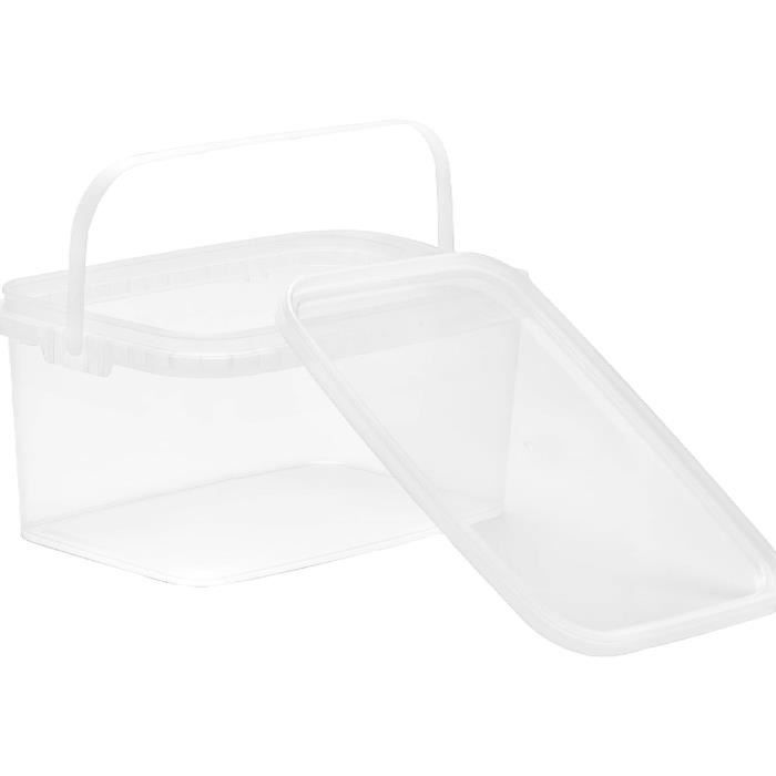 Nipter, Seau plastique alimentaire, empilable, rectangulaire avec Couvercle 3l , transparent, vendu en lot de 3