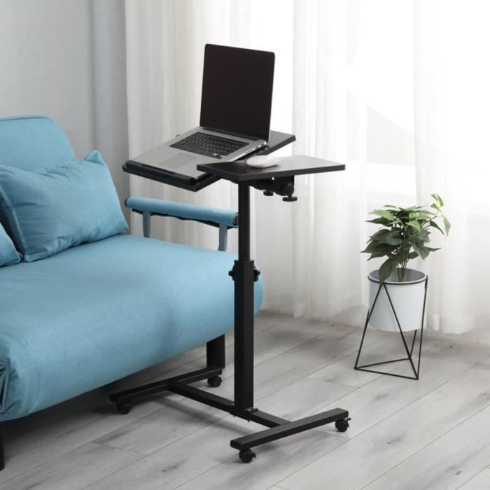 ohmg table de lit à roulettes - support pour ordinateur inclinable hauteur-angle réglable - noir