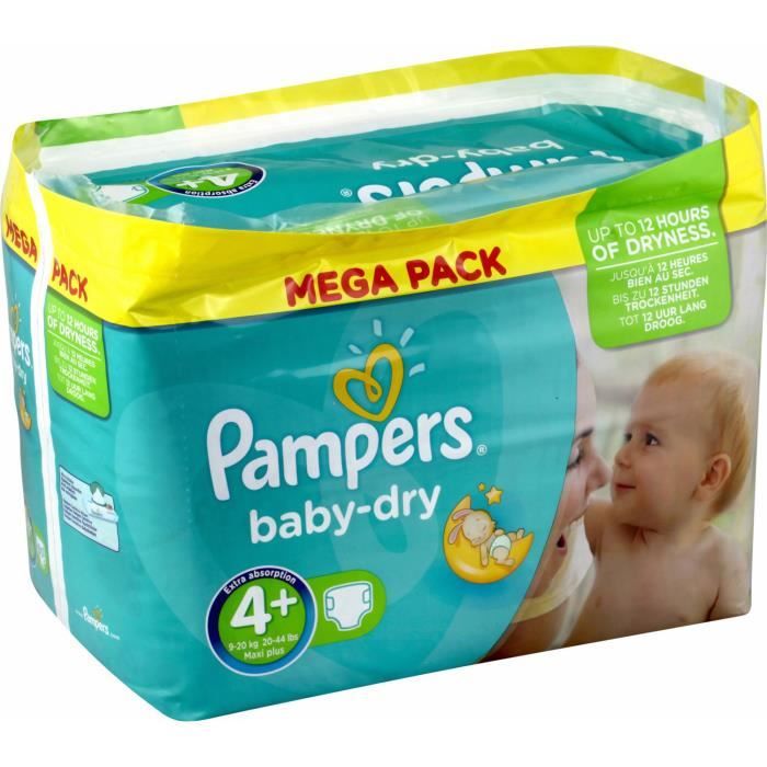 Mega pack 126 x couches bébé Pampers Taille 4+ baby dry Cdiscount