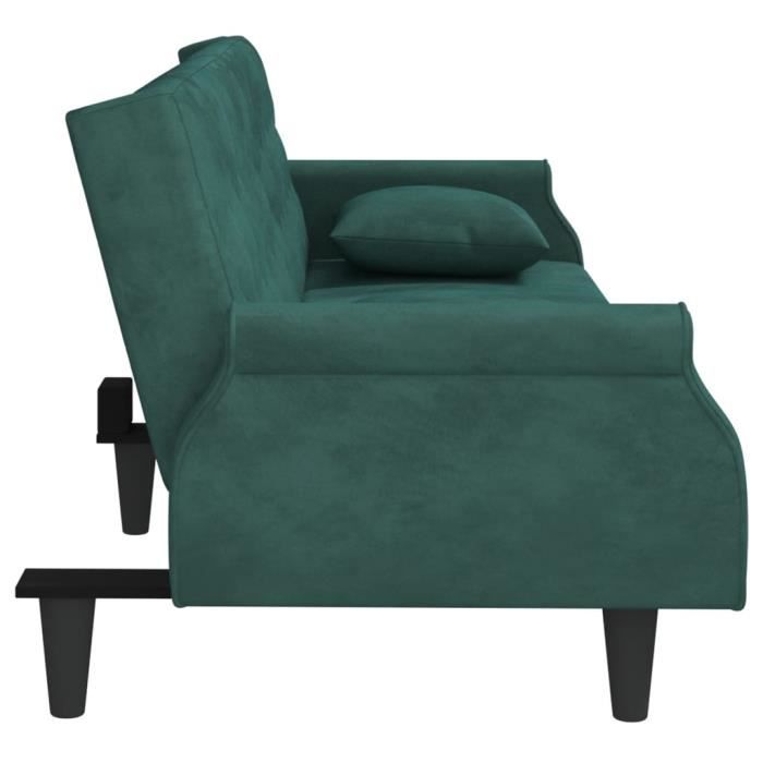 Canapé-lit - Canapé d'angle convertible 2 en 1 vert foncé 122x204x55 cm velours 18,75Kg, FR2023 - Maison