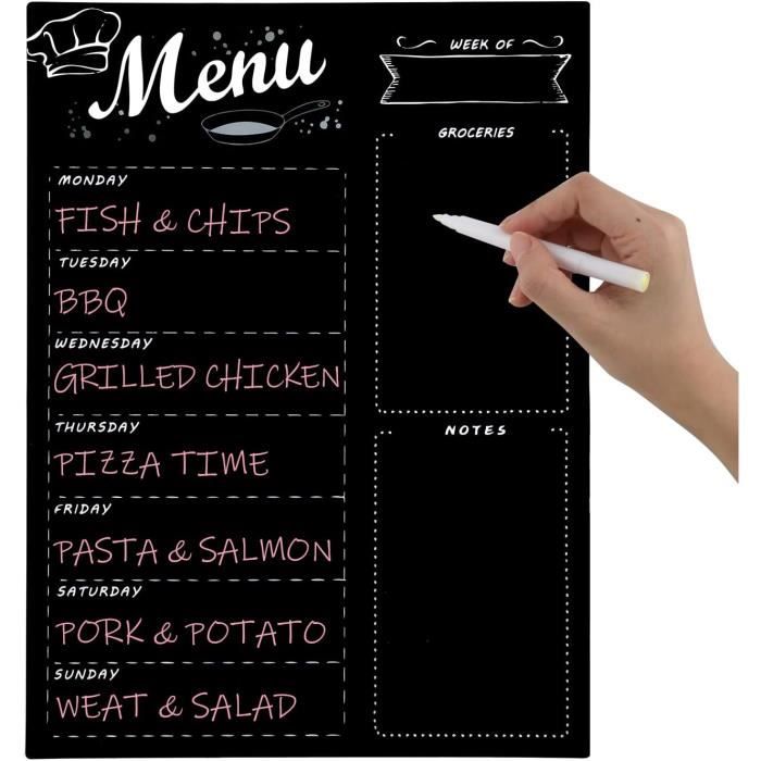 Tableau de menu magnétique avec 50 idées de repas personnalisées
