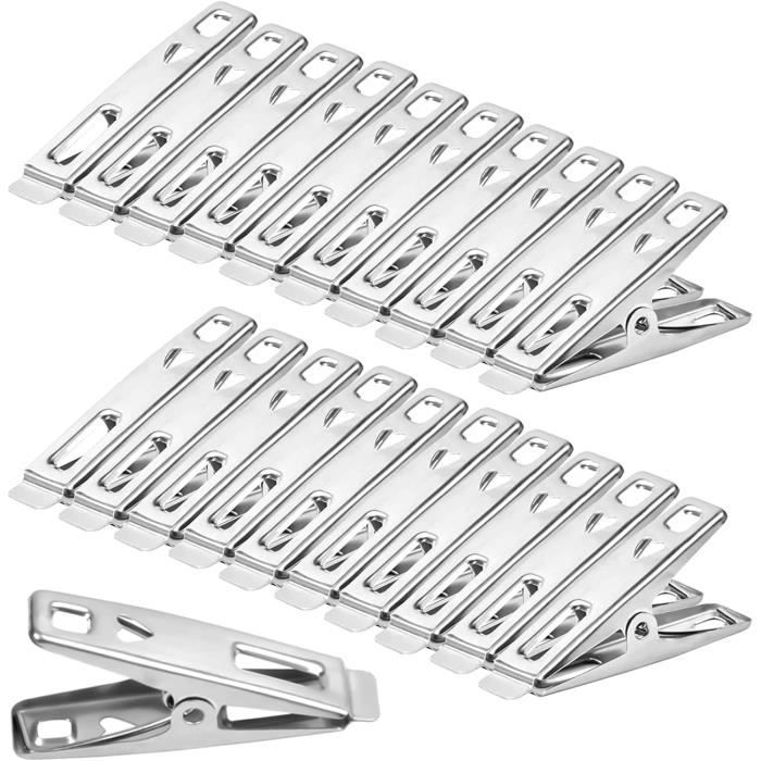 Pinces à Linge Inox VEPEPE - Lot De 70 Pinces 52mm + 15 Anneaux - Pour Extérieur, Résistantes à La Rouille