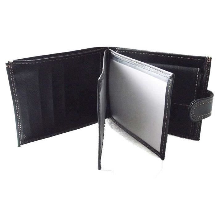 Pochette Portefeuille Aspect Cuir Noir – 2 Compartiments Occasion Propre