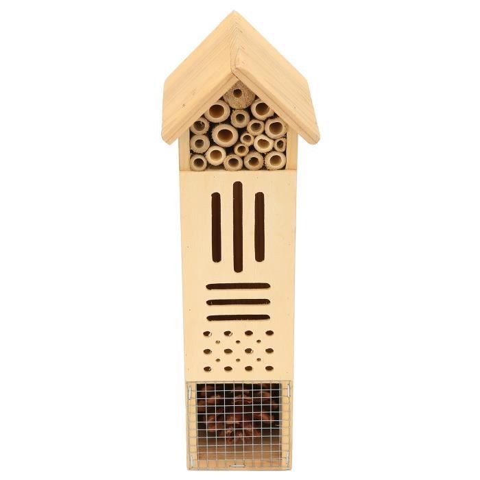 Hôtel à Abeilles En Bois - Abri Pollinisateurs Pour Abeilles Solitaires, Papillons Et Guêpes, Nichoir Écologique