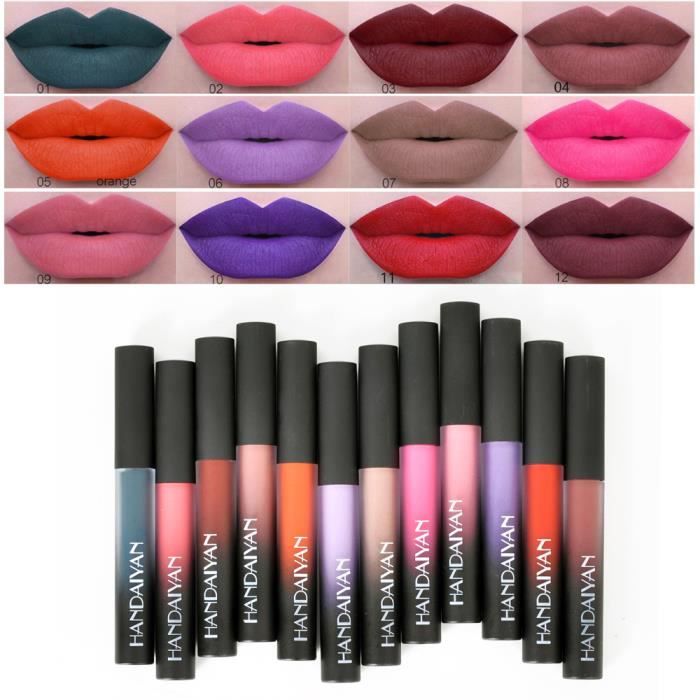 Mode Velvet Matte Lèvre Gloss Longue Durée Rouge à Lèvres Outil De Maquillage Violet Foncé