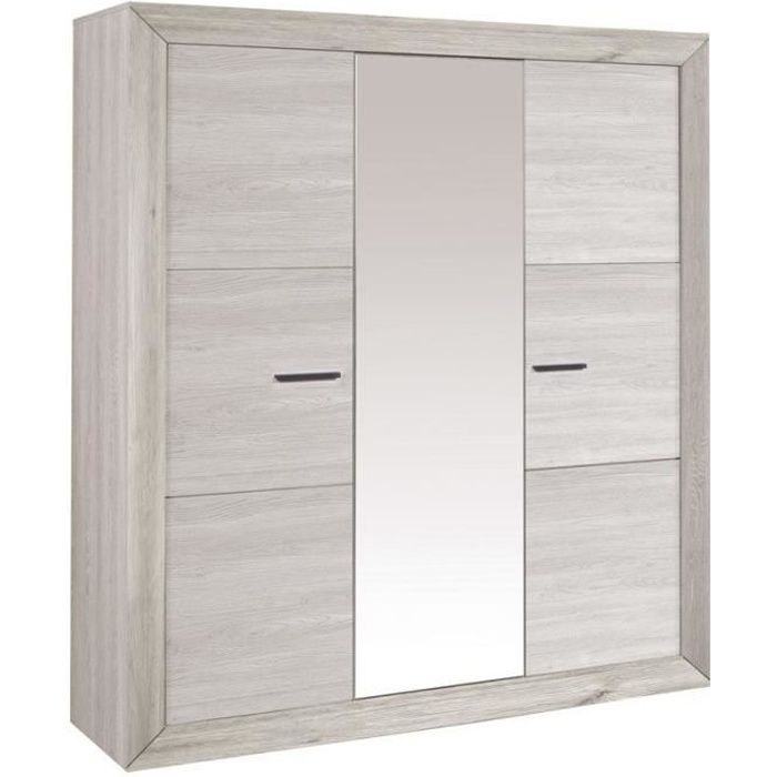 Armoire 3 Portes Battantes Gris Clair Papeete L 200 X L 56 X H