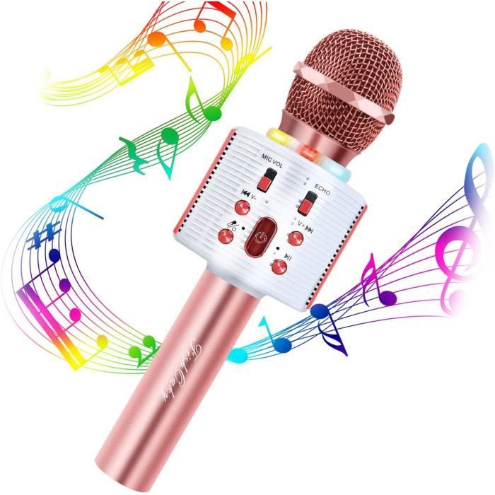 Microphone Karaoké Bluetooth, 4 En 1 Micro Enfant Pour Chanter Fille Garcon  Avec Lumières Led Enregistrement Micro Sans Fil C[H348] - Cdiscount  Informatique