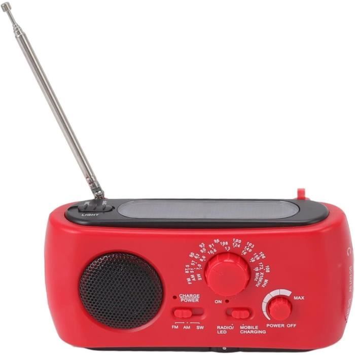 Radio Manivelle Solaire AM/FM Avec Lampe LED Et Chargeur Téléphone - Neuf