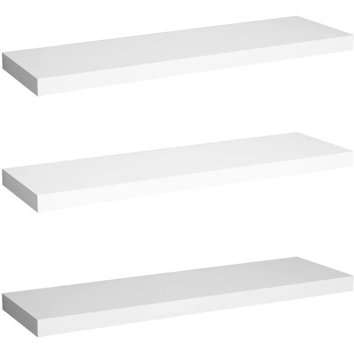 WOLTU Lot de 3 Étagère murale cube en bois MDF Étagère pour livres-CD-DVD Étagère à fixation invisible 100x22.9x3.8cm Blanc WOLTU Lot de 3 Étagère murale cube en bois MDF Étagère pour livres-CD-DVD Étagère à fixation invisible 100x22.9x3.8cm Blanc