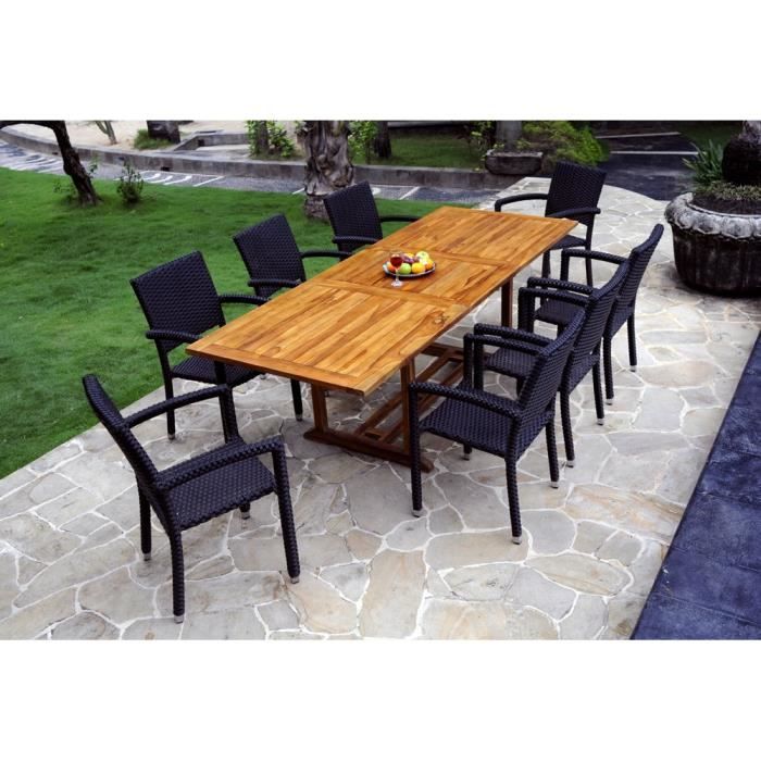 Ensemble 8 Places Salon De Jardin En Teck Huile Et Fauteuils En