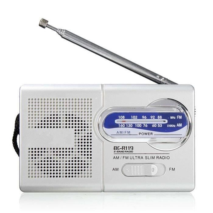 Radio Portable AM/FM Mini - Antenne Télescopique, Haut-parleur Intégré, Pile AA (non Incluses) - 8