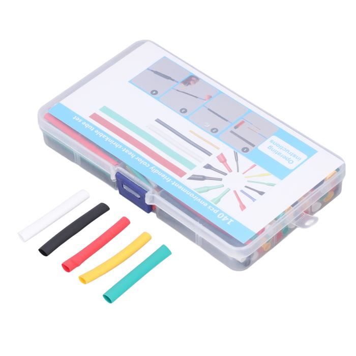 Lot 140 Gaines Thermorétractables (2 à 10 Mm) - 5 Couleurs Pour Isolation Et Protection Fils électriques