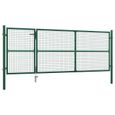 🍞7786Portillon grillagé Portail de clôture-Porte de jardin Portillon Acier350x125 cm Vert-1