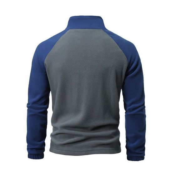 Pull Polaire Homme Coupe Droite – Manches Longues, Col Rond, Poches Poitrine, Pour Automne-hiver, Décontracté