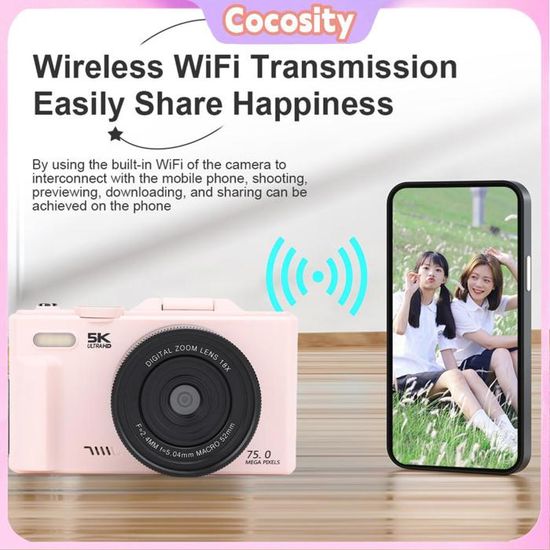 VETEK 1 Camera Monitech Appareil Photo Numérique Pour La Photographie Et La Vidéo, Appareil Photo 4K 48MP Pour Youtube Avec écran Pivotant à 180°, Zoom Numérique 16X, Carte TF 32 Go, 2