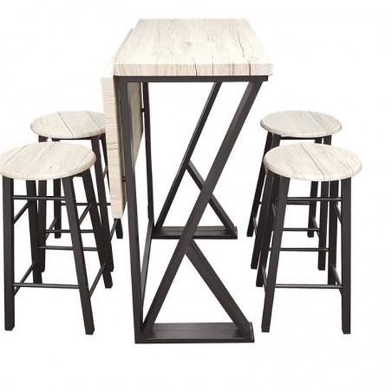 Table Haute Et 4 Tabourets Bois Ensemble Dock Achat Vente