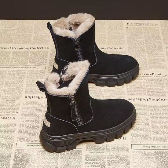 Bottes D'Hiver Femme Confortables – Doublure Coton Chaude, Antidérapantes, Style Ski, Taille Normale