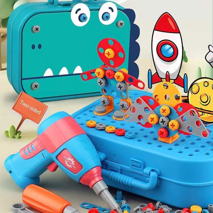 Cadeau éducatif 3-8 Ans Boîte à Outils Jouet Hyrenee 37 Pièces - Perceuse Électrique, Outils Imitation Pour Enfants 3-8 Ans Outils Enfant